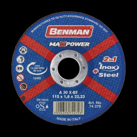 ΔΙΣΚΟΣ ΚΟΠΗΣ ΣΙΔΗΡΟΥ-INOX MAXPOWER BENMAN 125x1.6mm